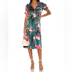 Misa Los Angeles Teal Floral Dress